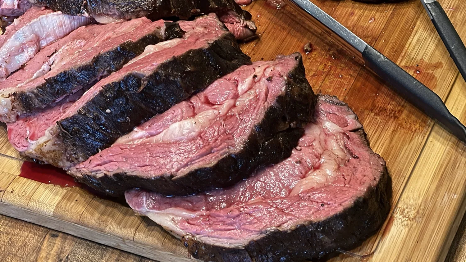 Sliced smoked prime rib