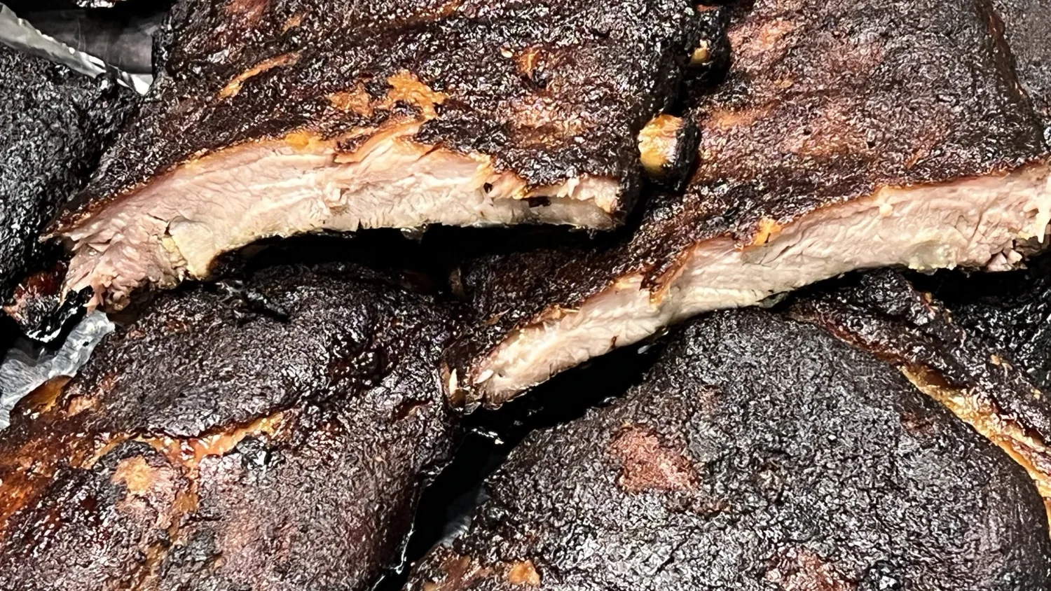 Smoked ribs with a rich bark